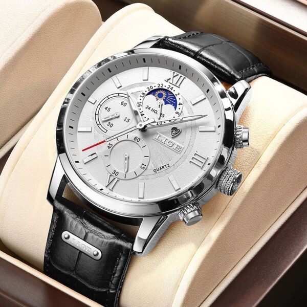Lige Chronograph Stainless Steel Silver Belt Watch - Image 6