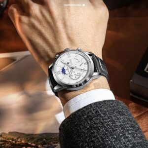 Lige Chronograph Stainless Steel Silver Belt Watch