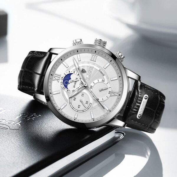Lige Chronograph Stainless Steel Silver Belt Watch - Image 5
