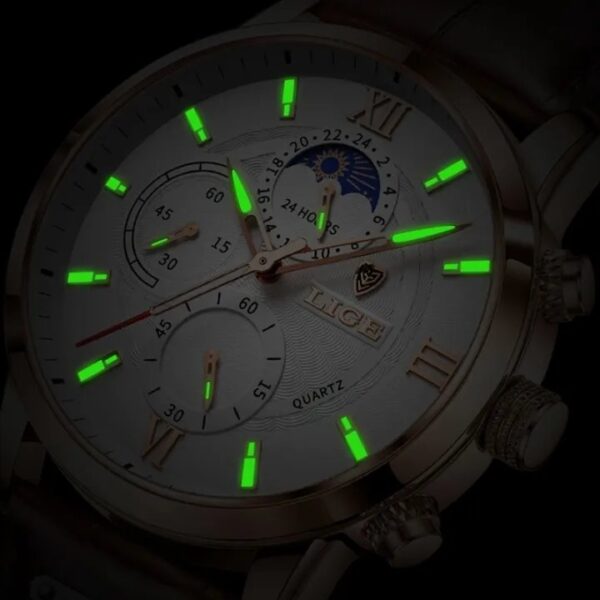 Lige Chronograph Stainless Steel Silver Belt Watch - Image 4