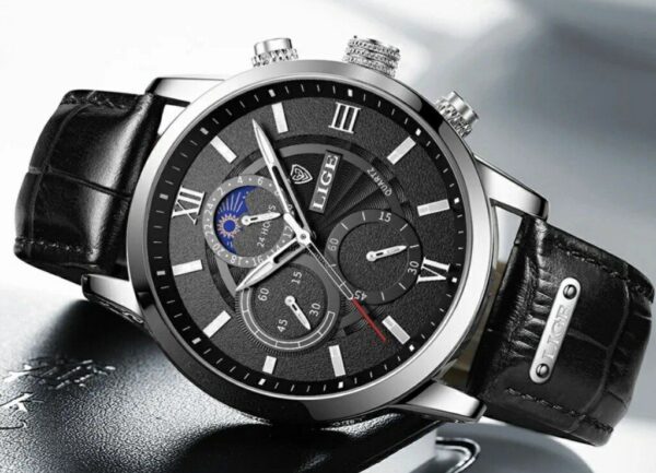 Lige Chronograph Stainless Steel Silver Belt Watch - Image 4