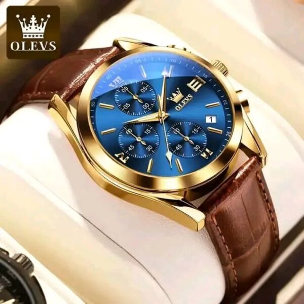Stylish OLEVS Leather Band fashionable watch - Image 4